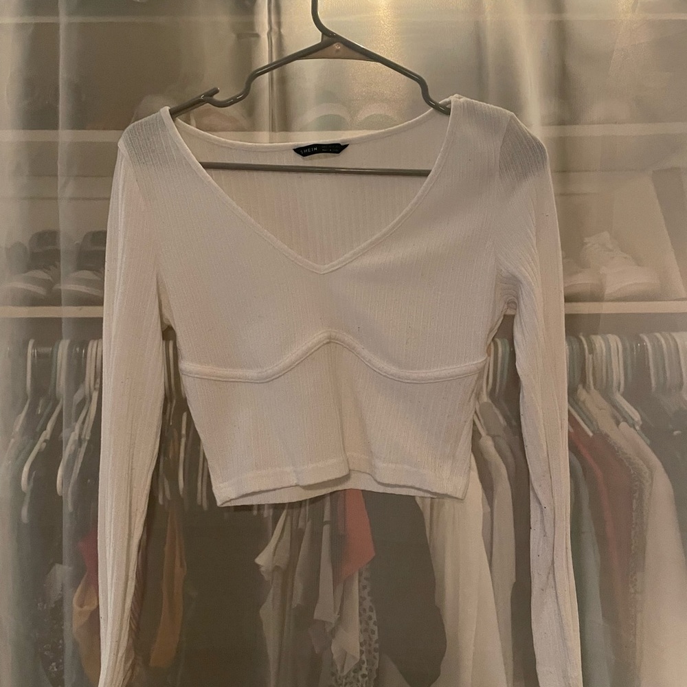 White long sleeve cropped top